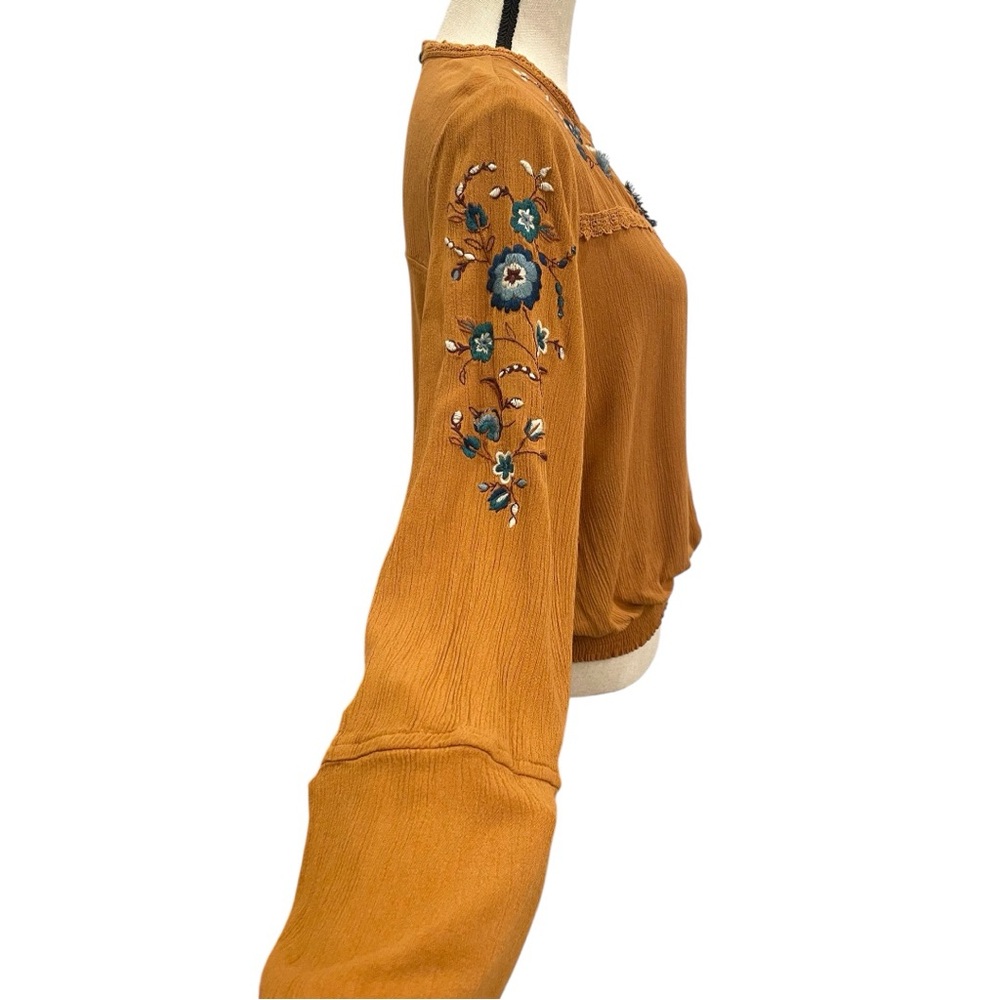 Xhilaration Mustard Embroidered Blouse - Picture 3 of 5